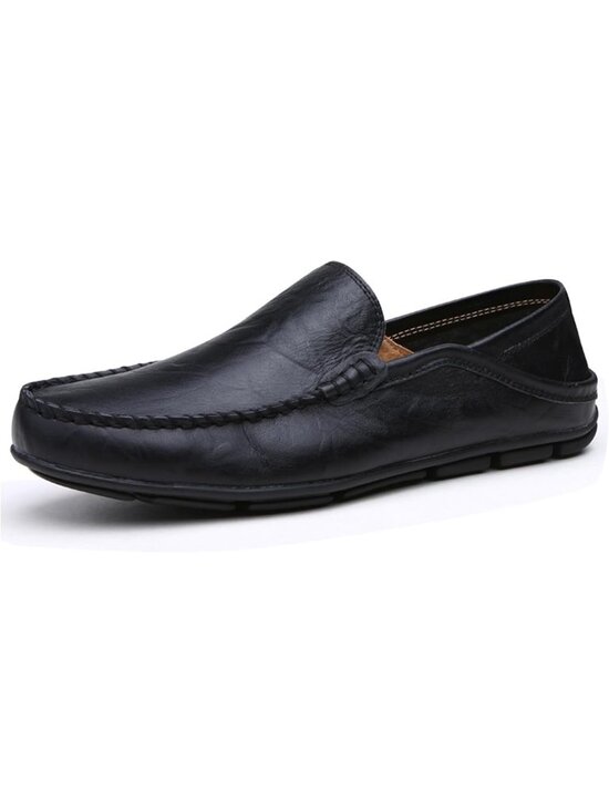 Men\'s Black Leather Loafers Premium Genuine Slip On Breathable Casual Shoes main image 4